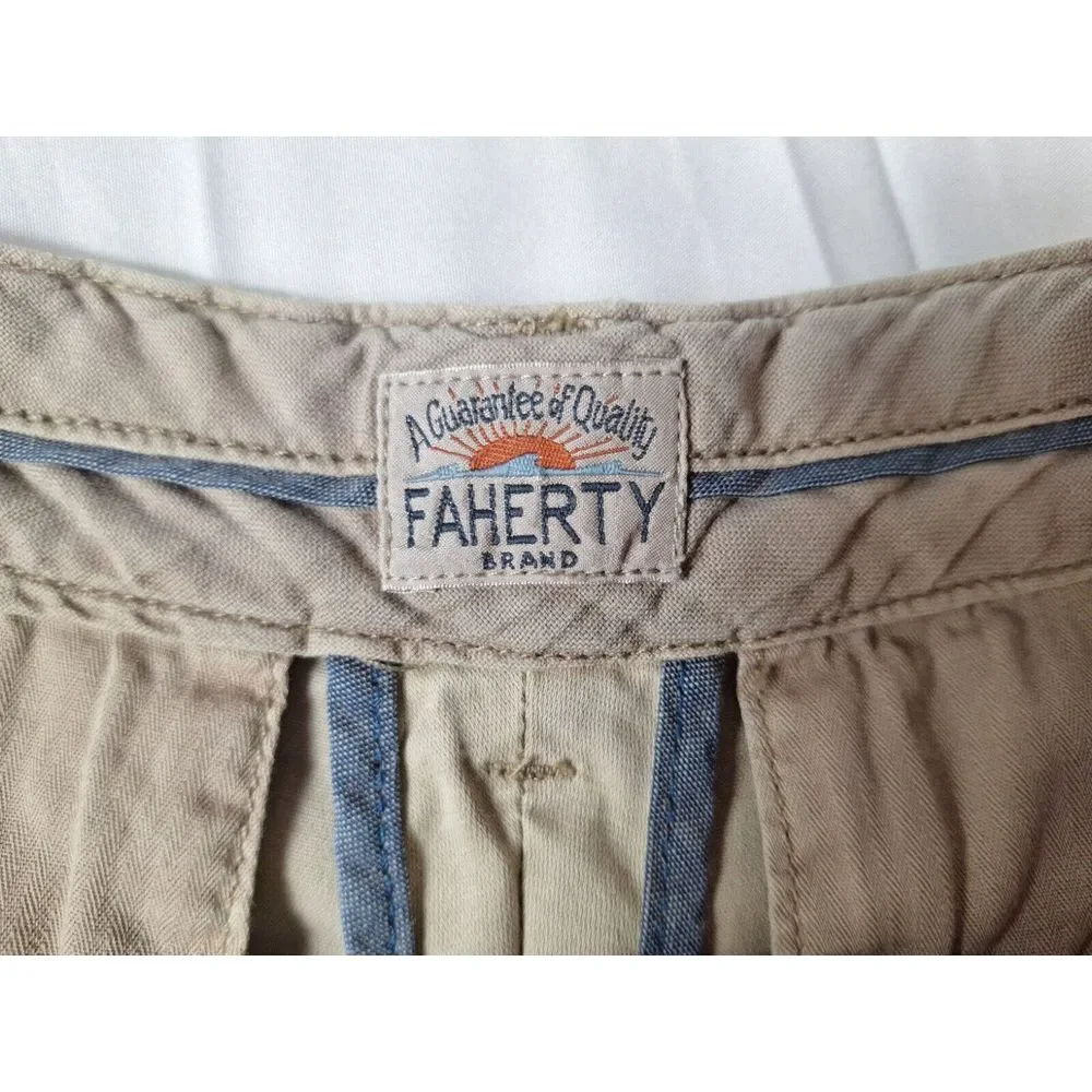 FAHERTY All-Day Shorts Mens Sz 31 Beige Stretch Chino 9
